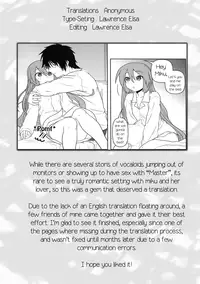 (COMIC1☆4) [Circle Credit (Akikan)] Hatsu Mikku (VOCALOID) [English] [Anonymous]