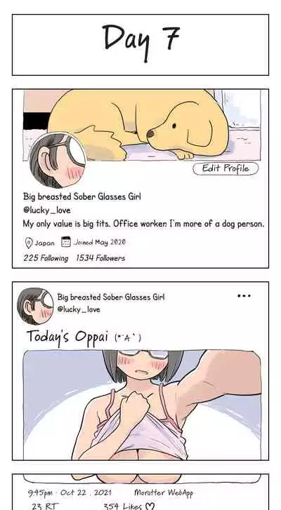 [Lithium] 100-nichigo ni Aiken to Sex suru Jimi Kyonyuu Megane-chan (Day 1-15) [English] [Milky_y]