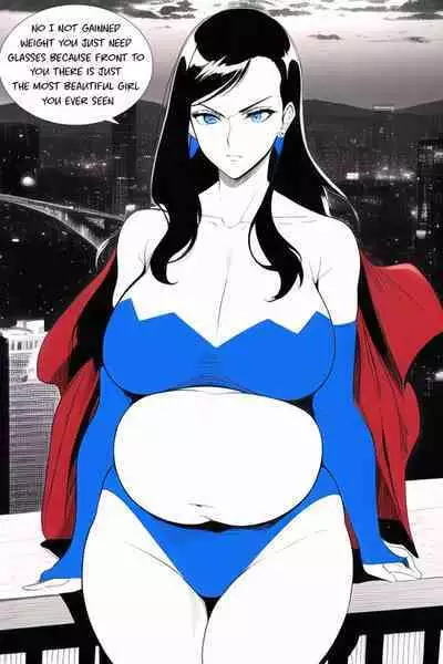 Expanding Heroine:Confronting the Virus Villain, Page 1 to 12, [FINISH] ,[Creator: HirumaDiabe, DeviantArt/Patreon], Weight gain anime girl, bbw, ssbbw, stuffing belly, SuperHero who gain a lot of weights because of a food addiction.