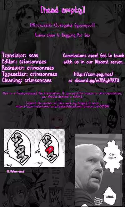 (C97) [Mirukuseiki (Sukoyaka Gyuunyuu)] Riamu-chan Onedari Sex | Riamu-chan Is Begging For Sex (THE IDOLM@STER CINDERELLA GIRLS) [English] [head empty]