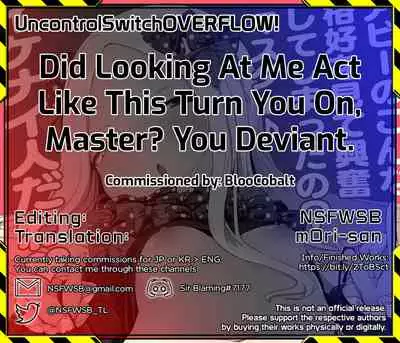 Abi no Konna Kakkou o Mite Koufun shite shimatta no? Master Ikenai Hito da wa | Did looking at me act like this turn you on, Master? You deviant.