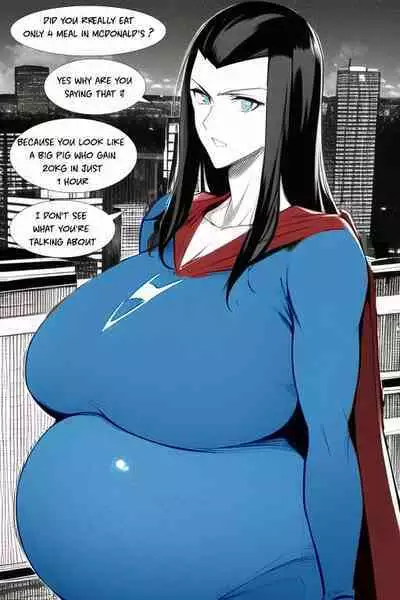 Expanding Heroine:Confronting the Virus Villain, Page 1 to 12, [FINISH] ,[Creator: HirumaDiabe, DeviantArt/Patreon], Weight gain anime girl, bbw, ssbbw, stuffing belly, SuperHero who gain a lot of weights because of a food addiction.